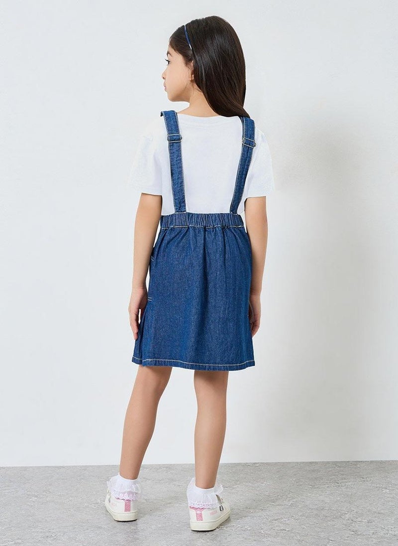 Styli Girls Denim Pinafore Dress - Image 4